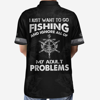 Fishing Anchor Men Polo Shirt, Go Fishing And Ignore All Of My Adult Problems Polo Shirt, Reel Deal Shirt For Men - Gift For Fisher, Fishing Lovers - Amzanimalsgift
