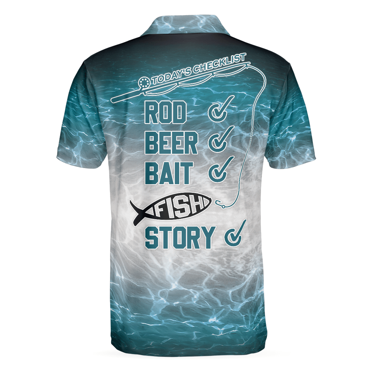 Fishing Men Polo Shirt, Blue Ocean, Fishing Checklist Rod Beer Bait Fish Story Shirt For Men - Best Gift For Fishing Lovers, Fisherman - Amzanimalsgift