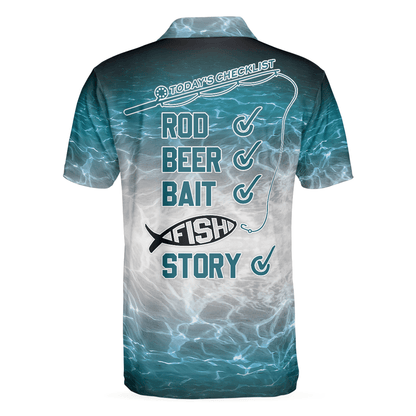 Fishing Men Polo Shirt, Blue Ocean, Fishing Checklist Rod Beer Bait Fish Story Shirt For Men - Best Gift For Fishing Lovers, Fisherman - Amzanimalsgift