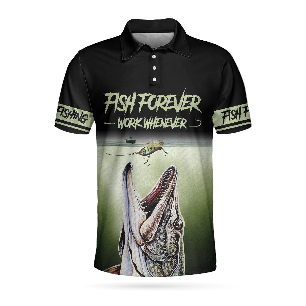 Fishing Men Polo Shirt, Fishing Forever Work Whenever Never Underestimate An Old Man With Fishing Skills Polo Shirt, Best Fishing Shirt For Men - Amzanimalsgift