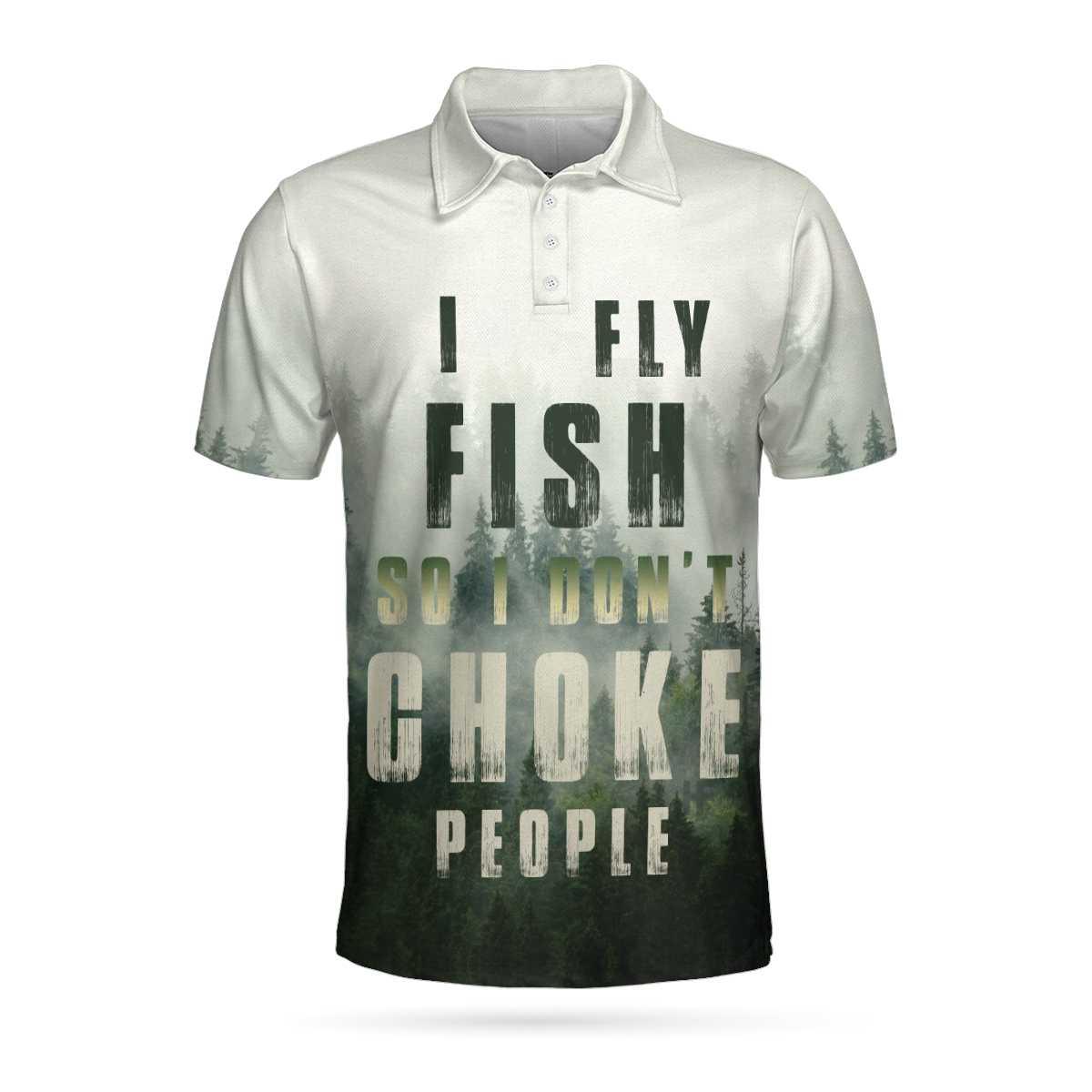 Fishing Men Polo Shirt, Fishing Mode On I Fly Fish So I Don't Choke People Shirt For Men, Gift For Fishing Lovers, Fisherman - Amzanimalsgift