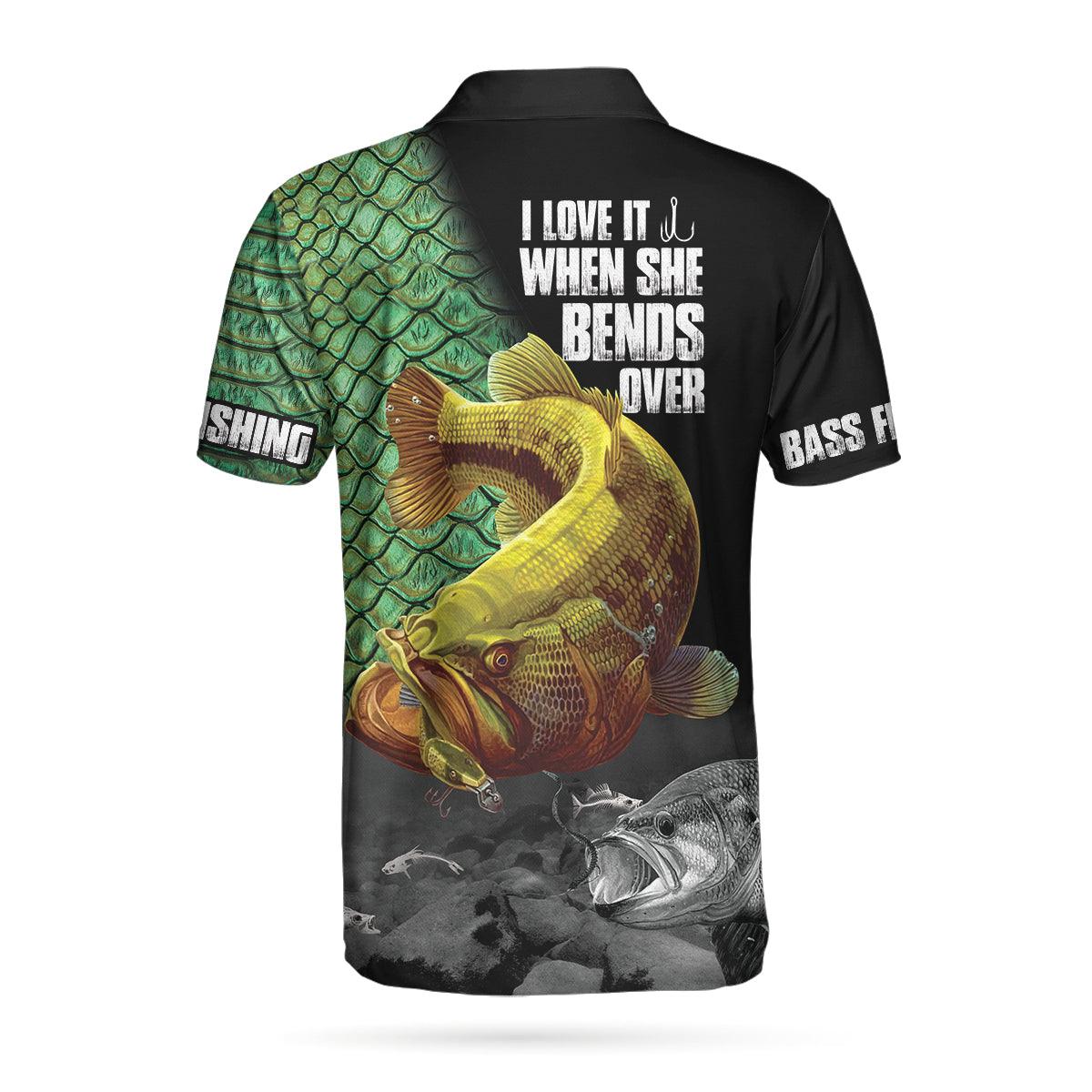 Fishing Men Polo Shirt, I Love It When She Bends Over Polo Shirt, Bass Fishing Polo Shirt, Funny Fishing Shirt For Men - Amzanimalsgift