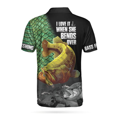 Fishing Men Polo Shirt, I Love It When She Bends Over Polo Shirt, Bass Fishing Polo Shirt, Funny Fishing Shirt For Men - Amzanimalsgift