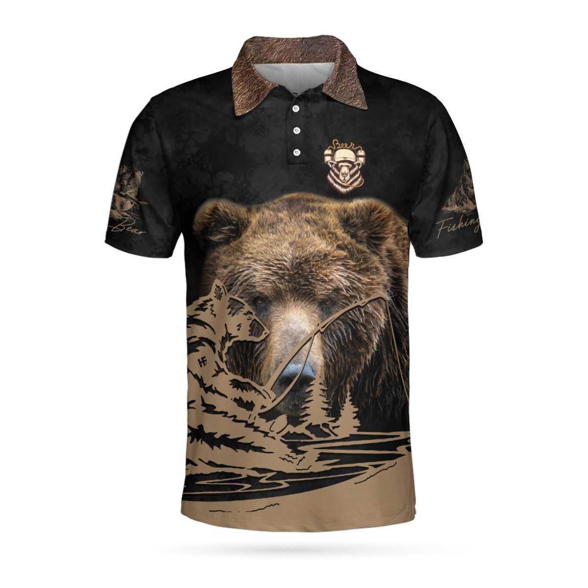 Fishing Polo Shirt, I Fish And I Drink Polo Shirt, Brown Bear Polo Shirt, Best Fishing Shirt - Perfect Gift For Men, Fishing Lovers - Amzanimalsgift
