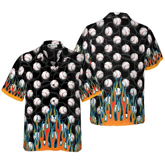 Flame Baseball Balls Aloha Hawaiian Shirt For Summer, Colorful Shirt For Men Women, Perfect Gift For Friend, Team, Family, Baseball Lovers - Amzanimalsgift