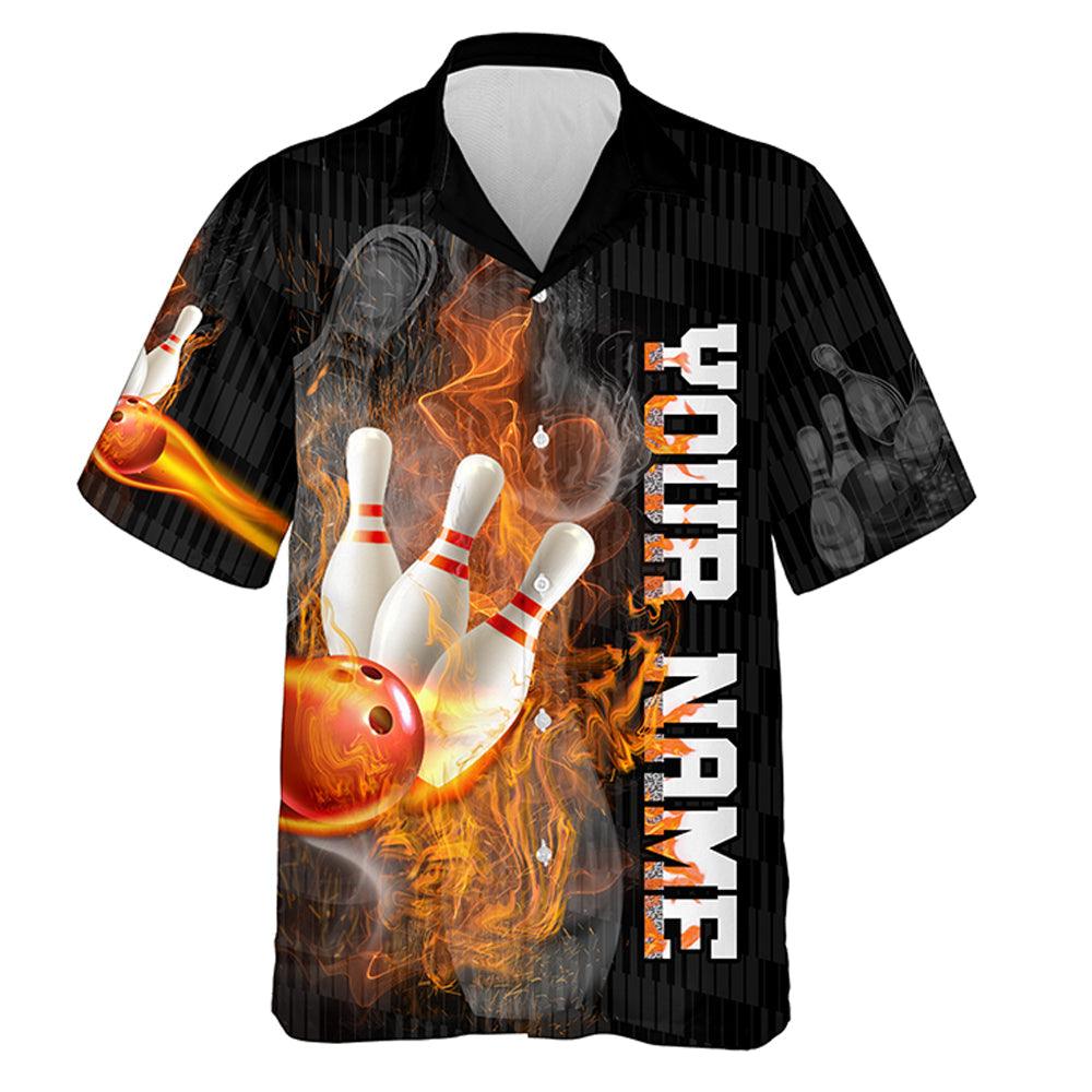 Flame Bowling Custom Name Hawaiian Shirt, Shut Up and Bowl Funny Skull Bowling Personalized Hawaiian Shirts For Men Women, Bowling Lovers, Bowlers - Amzanimalsgift