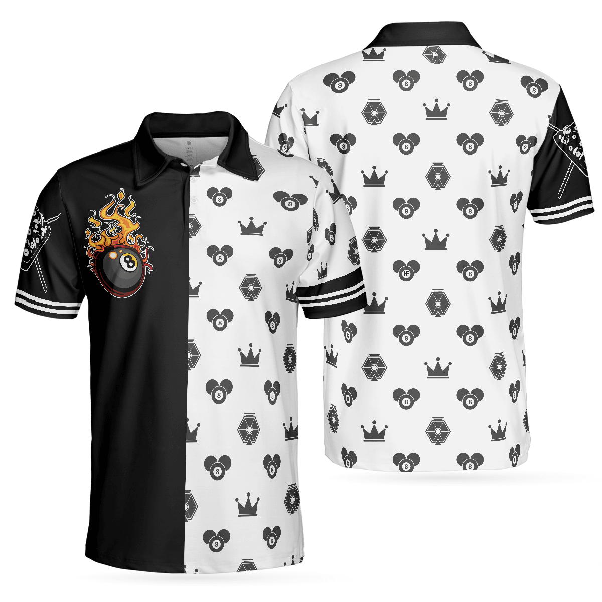 Flame Eight Ball Billiards Men Polo Shirt, Cute Billiards Shirt Design For Men, Best Gift Idea For Billiards Players, Billiards Lovers - Amzanimalsgift