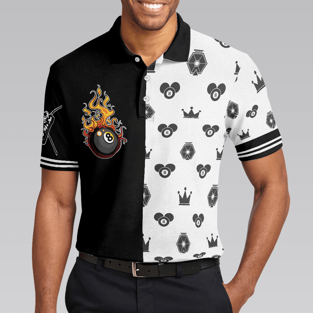 Flame Eight Ball Billiards Men Polo Shirt, Cute Billiards Shirt Design For Men, Best Gift Idea For Billiards Players, Billiards Lovers - Amzanimalsgift