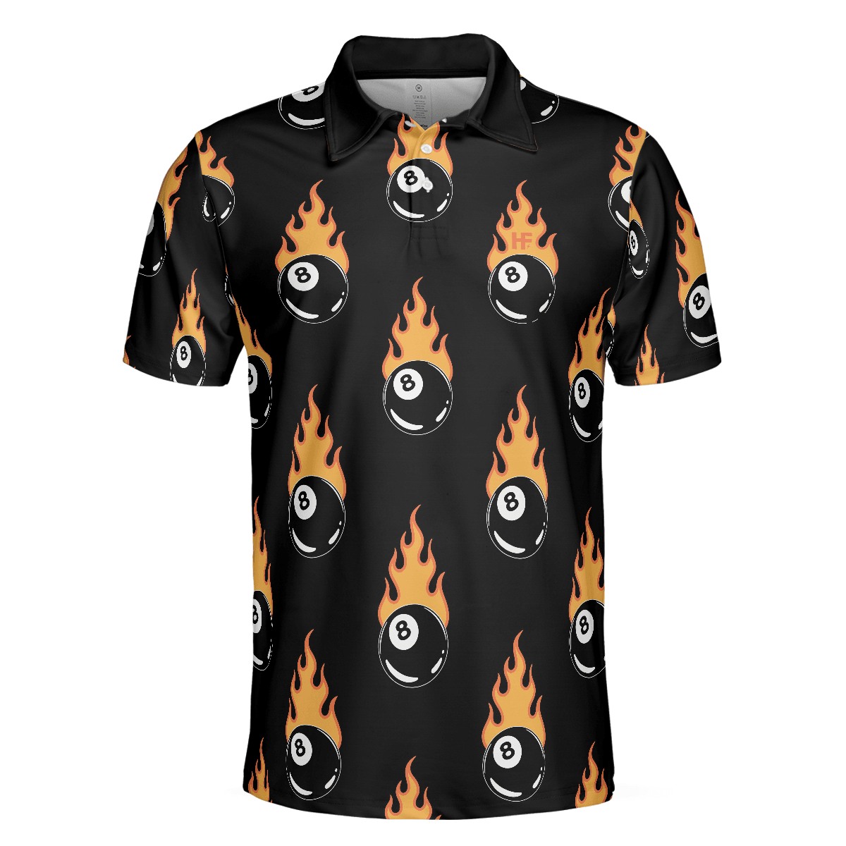 Flaming Billiard 8 Ball Men Polo Shirt, Basic Billiards Shirt Design For Men, Gift Idea For Billiards Lovers - Amzanimalsgift