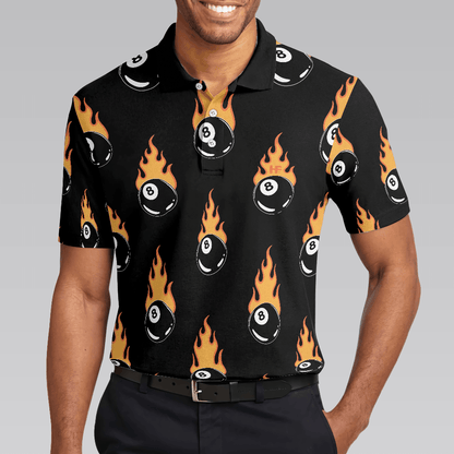 Flaming Billiard 8 Ball Men Polo Shirt, Basic Billiards Shirt Design For Men, Gift Idea For Billiards Lovers - Amzanimalsgift