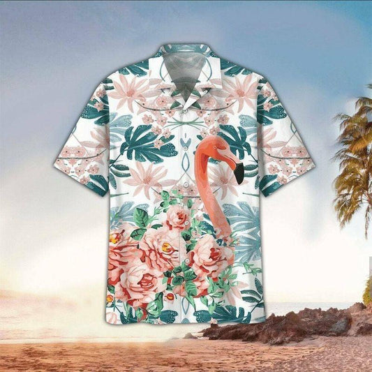 Flamingo Aloha Hawaiian Shirt - Flamingo Flower Pattern Hawaiian Shirt, Tropical Leaf Hawaiian Shirt For Men & Women, Flamingo Lover - Amzanimalsgift