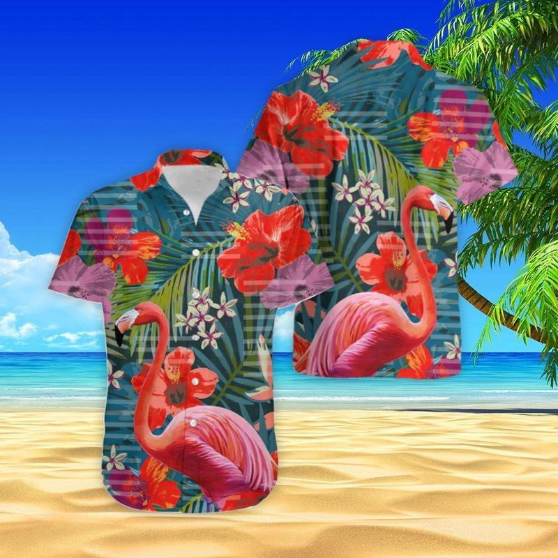 Flamingo Aloha Hawaiian Shirt - Flamingo Tropical Hawaiian Shirt, Flamingo Hibiscus Flower Hawaiian Shirt For Men & Women, Flamingo Lover - Amzanimalsgift