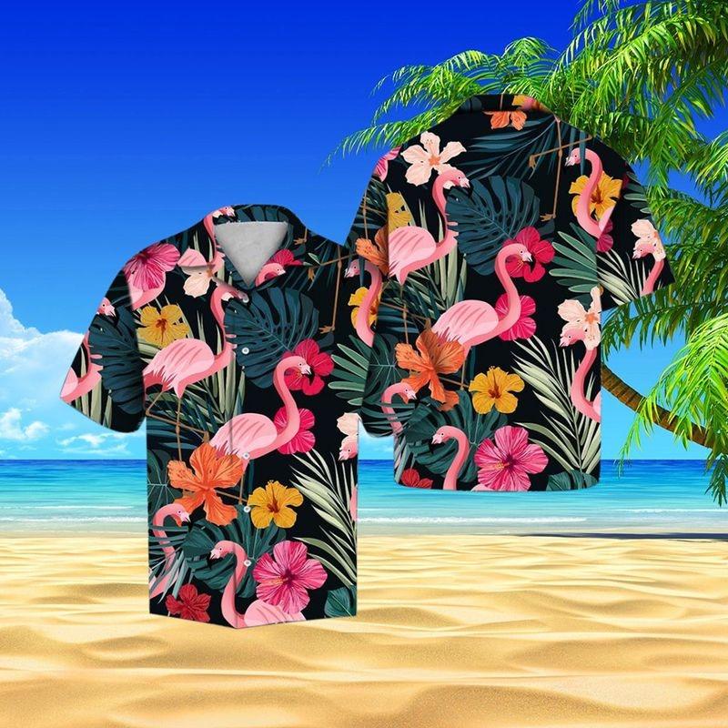 Flamingo Aloha Hawaiian Shirt - Flamingo Tropical Hawaiian Shirt, Hibiscus Tropical Hawaiian Shirt For Men & Women, Flamingo Lover - Amzanimalsgift