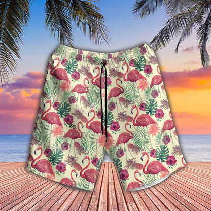 Flamingo Aloha Hawaiian Shirts For Summer, Tropical Theme Pattern Hawaiian Set For Men Women, Gift For Friend, Family, Flamingo Lovers - Amzanimalsgift