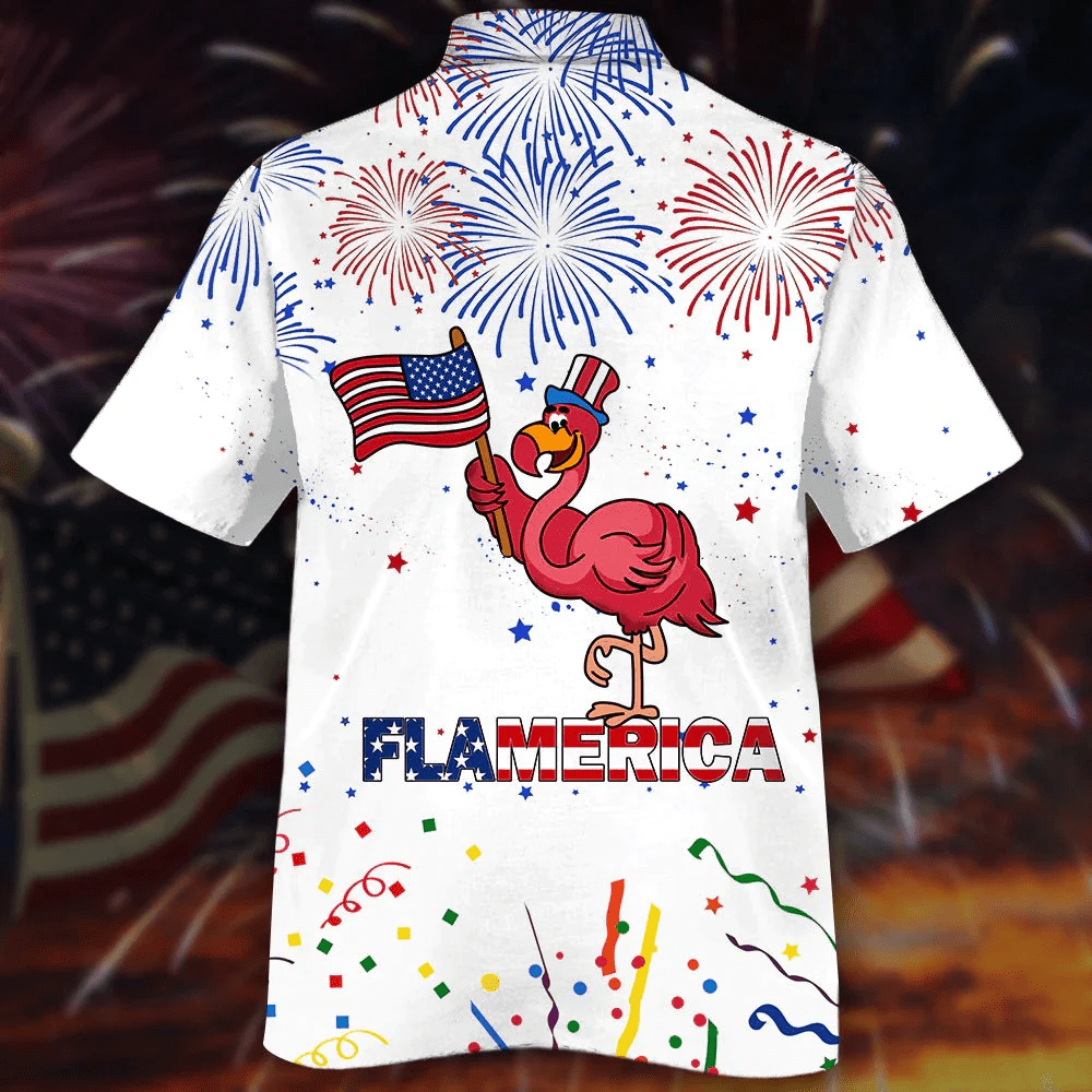 Flamingo American Aloha Hawaiian Shirts For Summer, Happy Independence Day Flamerica Aloha Hawaiian Shirt For Men Women, Gift Fourth Of July - Amzanimalsgift