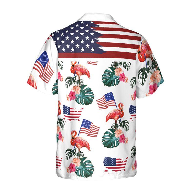 Flamingo American Flag Independence Day Aloha Hawaiian Shirts For Summer, Tropical Style Patriot Hawaiian Set Outfits For Men Women, Gift For Friend - Amzanimalsgift