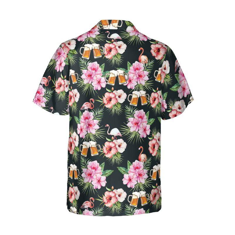 Flamingo And Beer Aloha Hawaiian Shirts For Summer, Tropical Hawaiian Shirt For Men Women, Beachwear Gift For Flamingo And Beer Lovers, Friend, Family - Amzanimalsgift