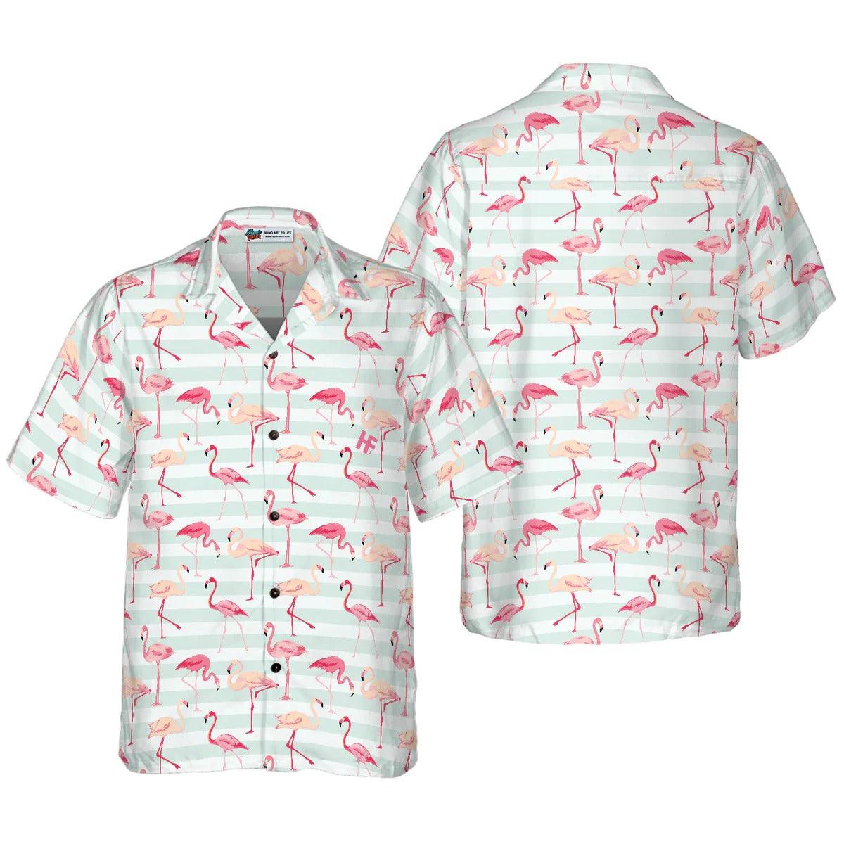 Flamingo Couple Aloha Hawaiian Shirt - Red Flamingo Pattern Hawaiian Shirt - Perfect Gift For Flamingo Lover, Friend, Family - Amzanimalsgift