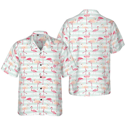 Flamingo Couple Aloha Hawaiian Shirt - Red Flamingo Pattern Hawaiian Shirt - Perfect Gift For Flamingo Lover, Friend, Family - Amzanimalsgift