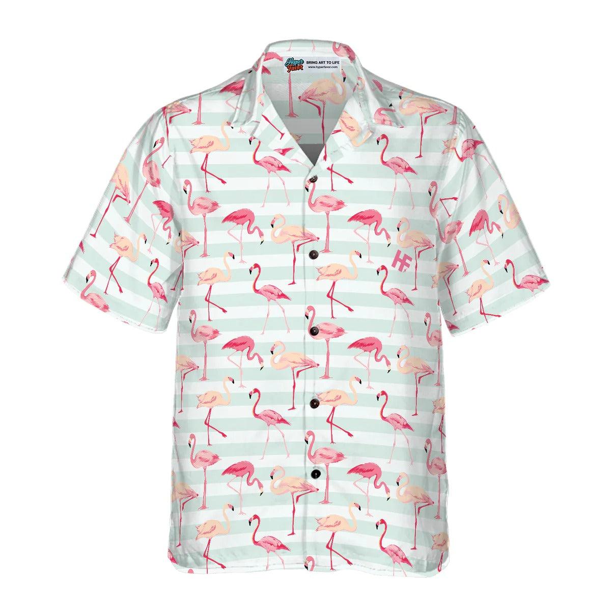 Flamingo Couple Aloha Hawaiian Shirt - Red Flamingo Pattern Hawaiian Shirt - Perfect Gift For Flamingo Lover, Friend, Family - Amzanimalsgift