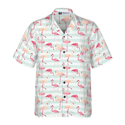 Flamingo Couple Aloha Hawaiian Shirt - Red Flamingo Pattern Hawaiian Shirt - Perfect Gift For Flamingo Lover, Friend, Family - Amzanimalsgift