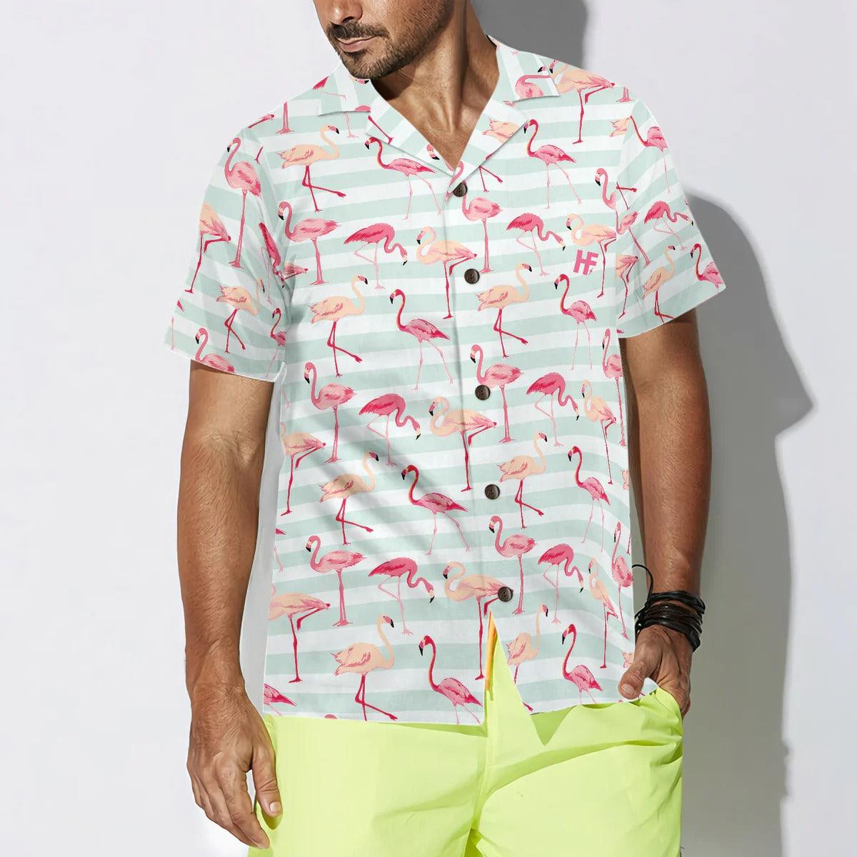 Flamingo Couple Aloha Hawaiian Shirt - Red Flamingo Pattern Hawaiian Shirt - Perfect Gift For Flamingo Lover, Friend, Family - Amzanimalsgift