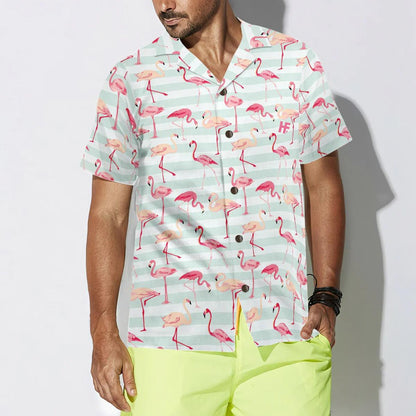 Flamingo Couple Aloha Hawaiian Shirt - Red Flamingo Pattern Hawaiian Shirt - Perfect Gift For Flamingo Lover, Friend, Family - Amzanimalsgift