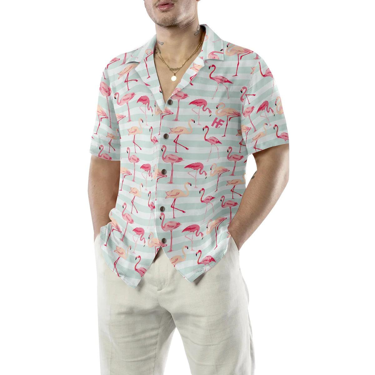 Flamingo Couple Aloha Hawaiian Shirt - Red Flamingo Pattern Hawaiian Shirt - Perfect Gift For Flamingo Lover, Friend, Family - Amzanimalsgift