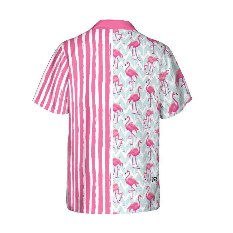 Flamingo Custom Name Aloha Hawaiian Shirts For Summer, Pink Plaid Personalized Hawaiian Set For Men Women, Gift For Friend, Family, Flamingo Lovers - Amzanimalsgift