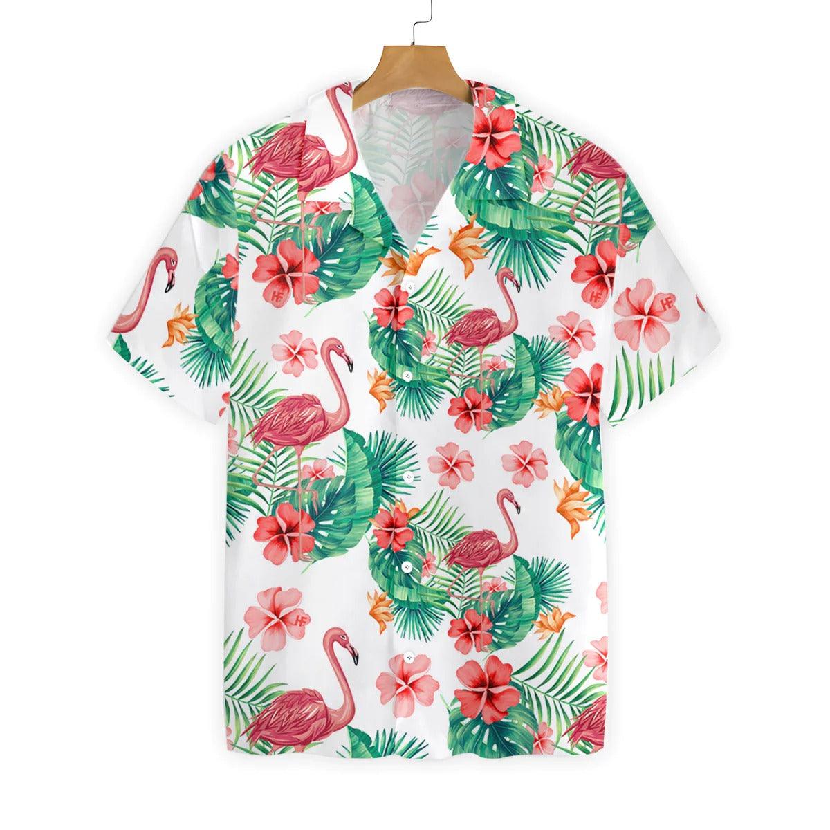 Flamingo Hawaiian Shirt - Tropical Workout Flamingo Biceps Hawaiian Shirt, Flamingo Aloha Shirt - Gift For Men Women, Friends, Family - Amzanimalsgift