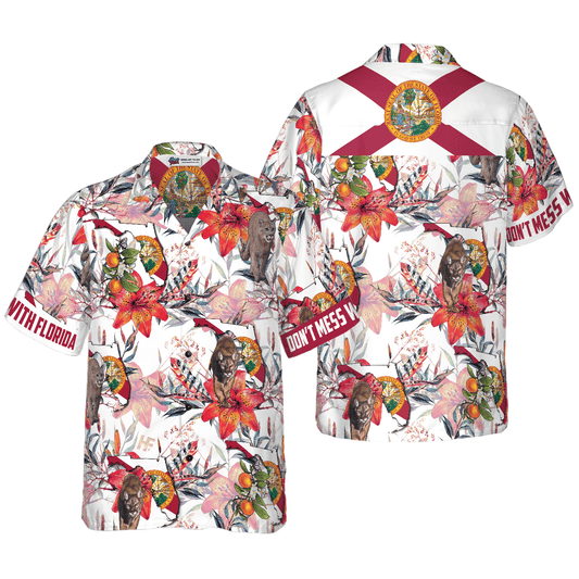 Florida Panther And Orange Blossom Hawaiian Shirt, Colorful Summer Aloha Shirt For Men Women, Perfect Gift For Friend, Team, Family - Amzanimalsgift