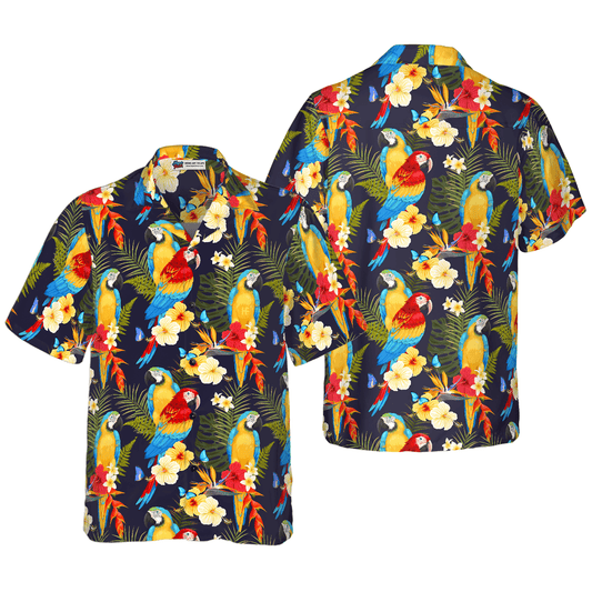 Flower And Parrot Hawaiian Shirt, Colorful Summer Aloha Shirts For Men Women, Perfect Gift For Husband, Wife, Boyfriend, Friend - Amzanimalsgift