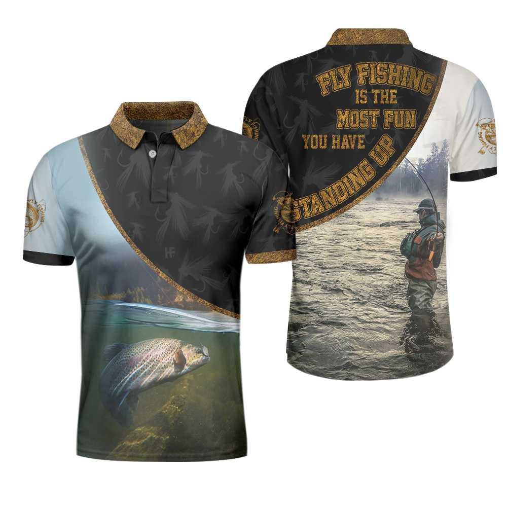 Fly Fishing Is The Most Fun You Have Men Polo Shirt, River Fishing Polo Shirt, Best Fishing Gift For Men, Gift For Fishing Lovers - Amzanimalsgift