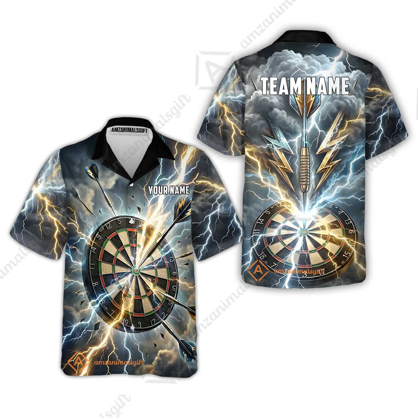 Custom Darts Team Jersey, Personalized Lightning Darts Polo Shirt For Players With Name & Team Name