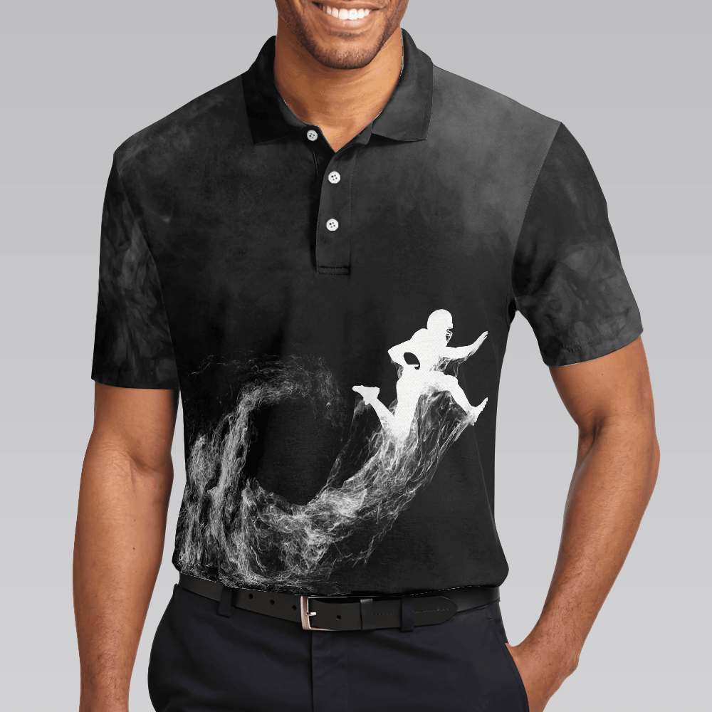 Football Men Polo Shirt, American Football On Smoke Black Theme Background, Best Football Polo Shirt - Gift For Men, American Football Lovers - Amzanimalsgift
