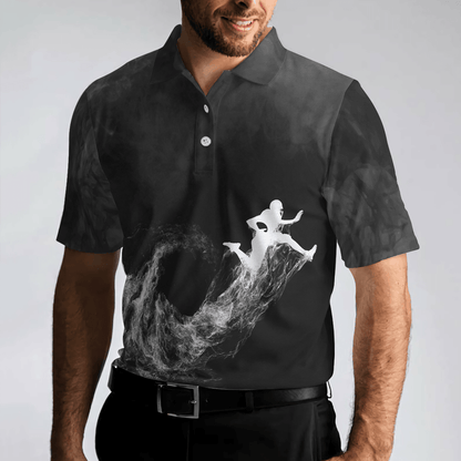 Football Men Polo Shirt, American Football On Smoke Black Theme Background, Best Football Polo Shirt - Gift For Men, American Football Lovers - Amzanimalsgift