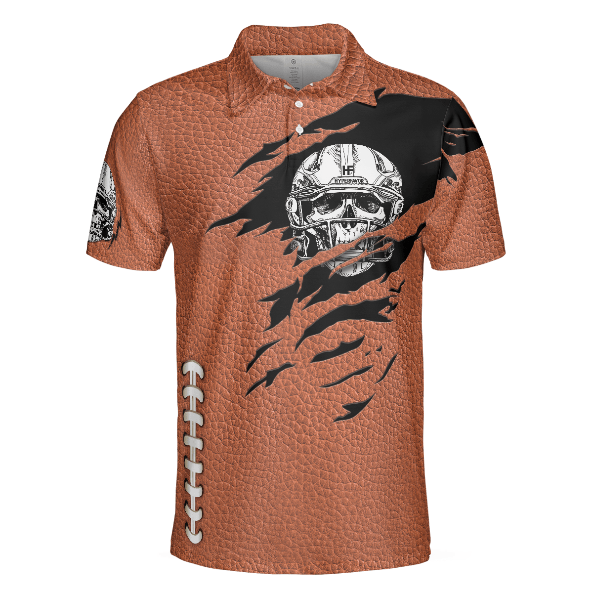 Football Men Polo Shirt, American Football Texture, Skull Football Player Polo Shirt - Gift For Men, American Football Lovers - Amzanimalsgift