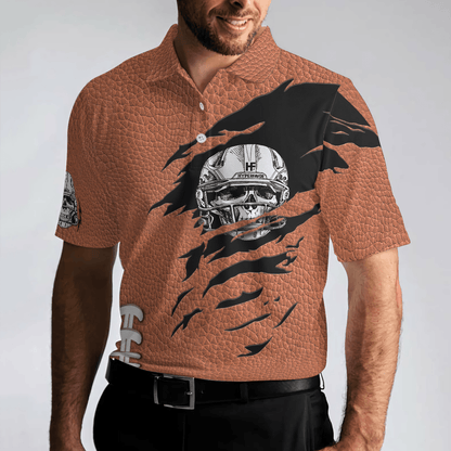 Football Men Polo Shirt, American Football Texture, Skull Football Player Polo Shirt - Gift For Men, American Football Lovers - Amzanimalsgift