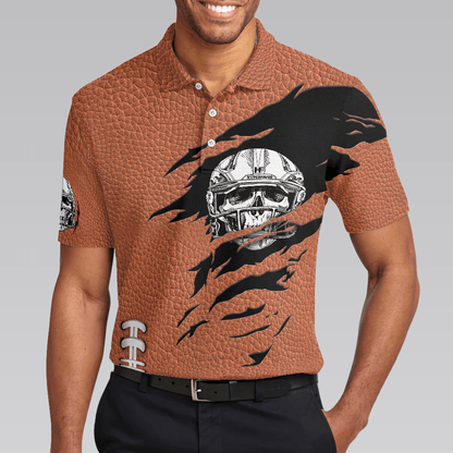 Football Men Polo Shirt, American Football Texture, Skull Football Player Polo Shirt - Gift For Men, American Football Lovers - Amzanimalsgift