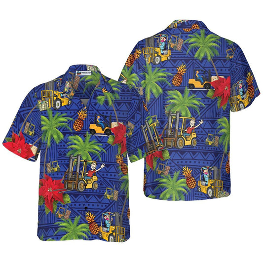 Forklift Life Hawaiian Shirt, Tropical Floral, Tropical Leaves Aloha Shirt - Perfect Gift For Men, Forklift, Family, Friends - Amzanimalsgift