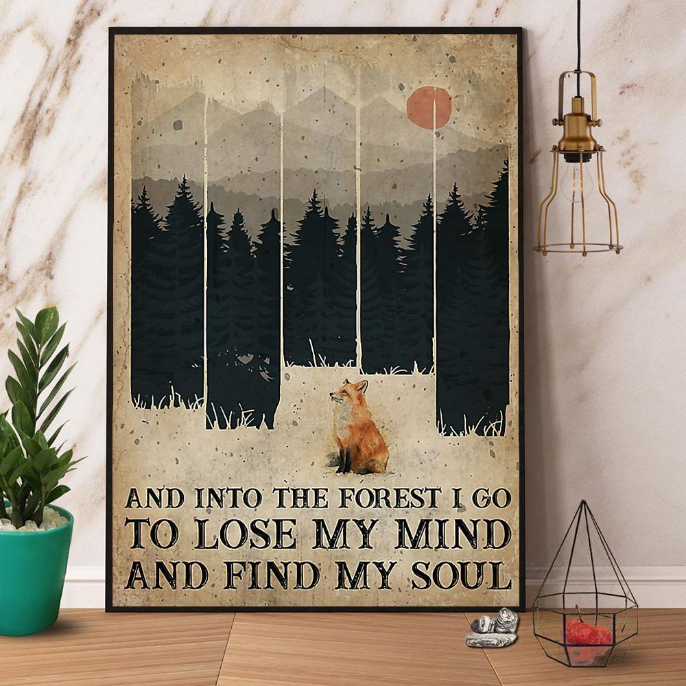 Fox And Forest Portrait Canvas - Fox And Into The Forest I Go To Lose My Mind Portrait Canvas - Gift For Forest Lovers, Animal Lovers, Friends, Family - Amzanimalsgift