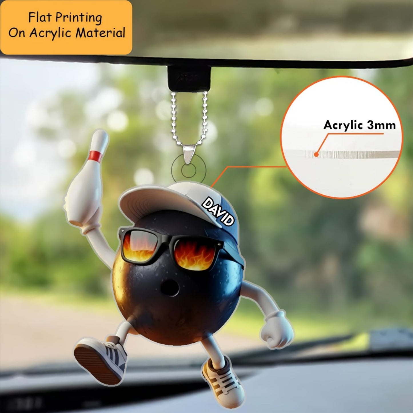 Personalized Funny Bowling Ball & Pin Ornament – Flaming Shades Christmas Decor