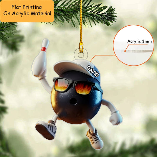Personalized Funny Bowling Ball & Pin Ornament – Flaming Shades Christmas Decor