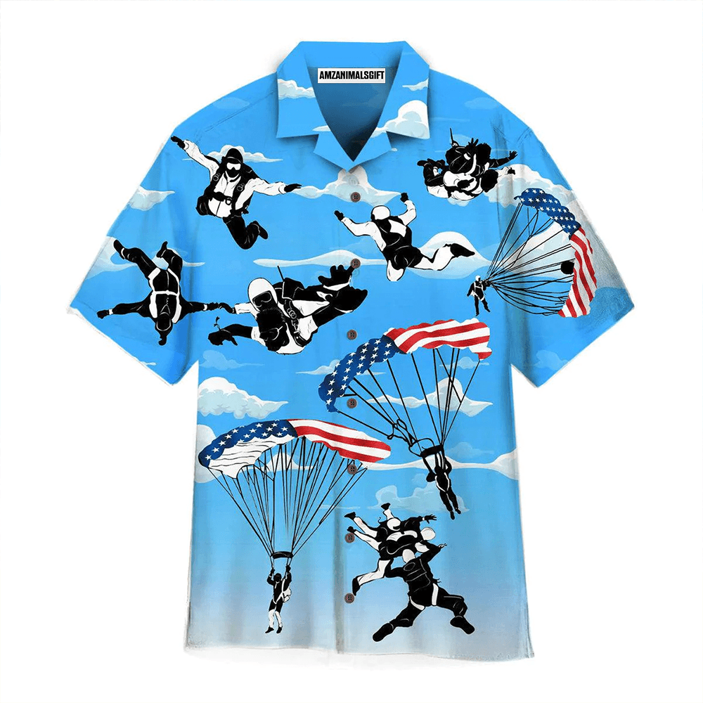 Free Skydiving American Flag Patriotism Aloha Hawaiian Shirts For Men Women, 4th July Gift For Summer, Friend, Family, Independence Day - Amzanimalsgift