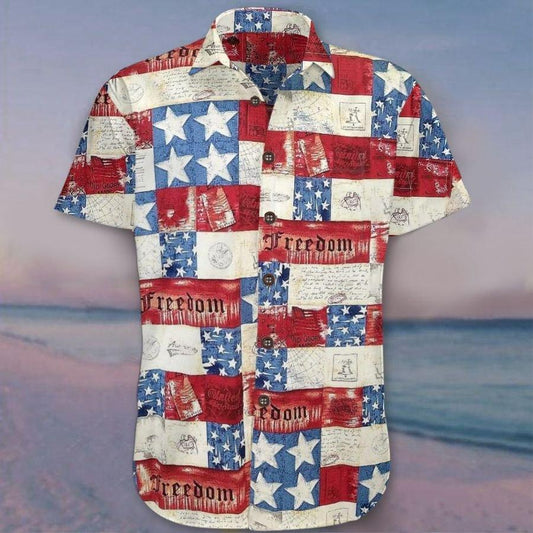 Freedom American Flag Patriotic Aloha Hawaiian Shirts For Men Women, 4th July Gift For Summer, Friend, Family, Independence Day - Amzanimalsgift