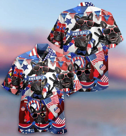 French Bulldog Aloha Hawaii Shirt - French Bulldog Loves America Hawaiian Shirt For Summer - Perfect Gift For Dog Lovers, Friend, Family - Amzanimalsgift
