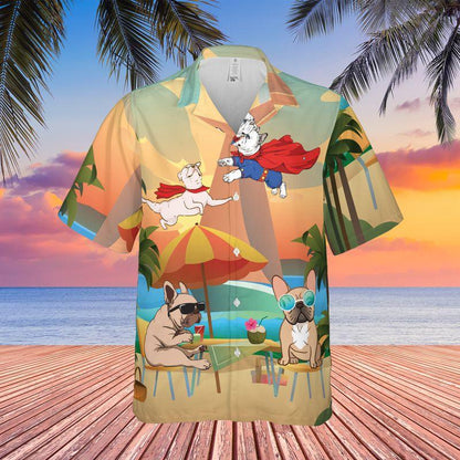 French Bulldog Aloha Hawaiian Shirts For Summer, Tropical Hawaiian Set Holiday Outfits For Men Women, Gift For Friend, Dog Lovers, Dog Mom Dad, Family - Amzanimalsgift