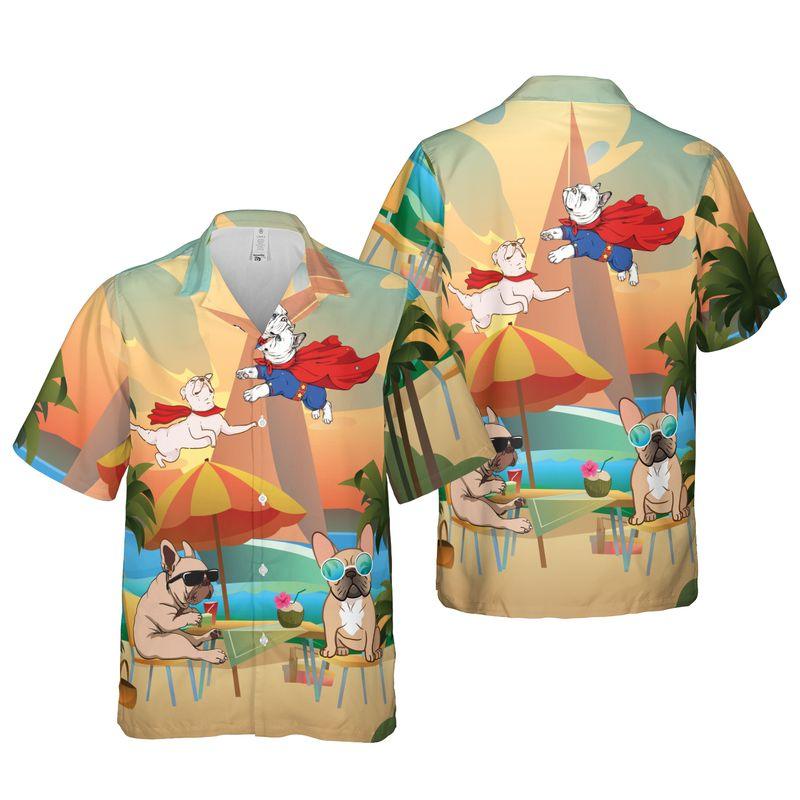 French Bulldog Aloha Hawaiian Shirts For Summer, Tropical Hawaiian Set Holiday Outfits For Men Women, Gift For Friend, Dog Lovers, Dog Mom Dad, Family - Amzanimalsgift