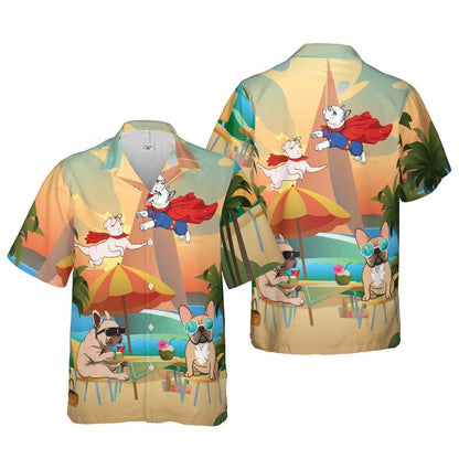 French Bulldog Aloha Hawaiian Shirts For Summer, Tropical Hawaiian Set Holiday Outfits For Men Women, Gift For Friend, Dog Lovers, Dog Mom Dad, Family - Amzanimalsgift