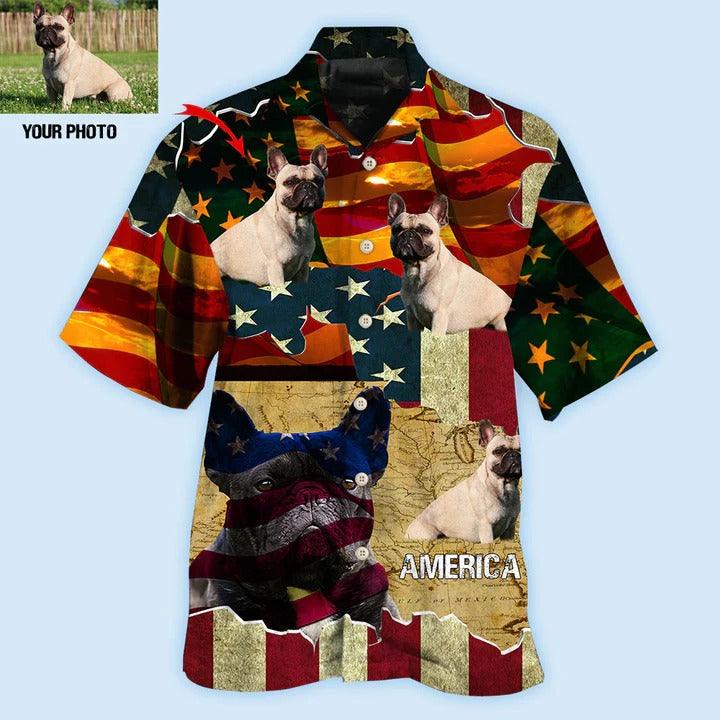 French Bulldog Custom Aloha Hawaii Shirt - Custom Photo America Sunset Personalized Hawaiian Shirt For Summer - Perfect Gift For Dog Lovers, Friend, Family - Amzanimalsgift